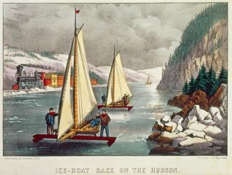 Ice-Boat Race on the Hudson (colour litho) | Obraz na stenu