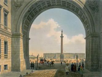 Palace Square, View from the Arch of the Army Headquarters, St. Petersburg, printed by Lemercier, Paris, 1840s (colour litho) | Obraz na stenu