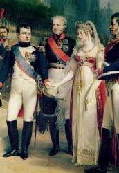 Napoleon Bonaparte (1769-1821) Receiving Queen Louisa of Prussia (1776-1810) at Tilsit, 6th July 1807, 1837 (oil on canvas) (detail of 105904) | Obraz na stenu