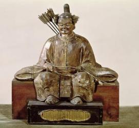 The Sadaijin in ceremonial costume, Muromachi Period (polychrome wood) | Obraz na stenu