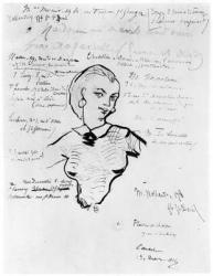 Portrait of Jeanne Duval with notes by Auguste Poulet-Malassis (1825-78) 1858-60 (pen & ink on paper) (b/w photo) | Obraz na stenu