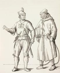 Sixteenth century Galley Soldier with a Galley Slave, c.1880 (litho) | Obraz na stenu