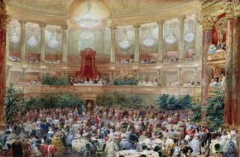 Dinner in the Salle des Spectacles at Versailles, 1854 (w/c on paper) | Obraz na stenu