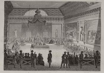 Assembly of the Notables, 1787, engraved by Antoine Auguste Ernest Hebert (1817-1908) (engraving) | Obraz na stenu