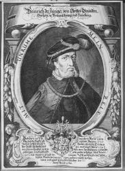 Portrait of Henry the Younger (1489-1568), Duke of Brunswick and Luneburg (engraving) (b/w photo) | Obraz na stenu