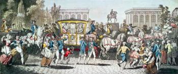 The Entry of Louis XVI (1754-93) into Paris, 6th October 1789 (coloured engraving) | Obraz na stenu