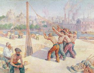 Workers on the Quai de la Seine at Billancourt, 1902-3 (oil on canvas) | Obraz na stenu