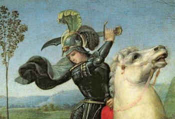 St. George Struggling with the Dragon, c.1503-05 (oil on panel) (detail of 15971) | Obraz na stenu