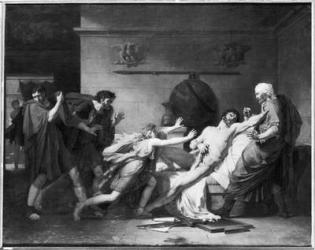 The Death of Cato of Utica (95-46 BC) 1797 (oil on canvas) (b/w photo) | Obraz na stenu