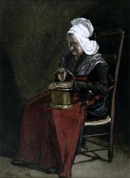 Old Woman with Copper Pot, 1862 (w/c, pen & ink and pencil on paper) | Obraz na stenu