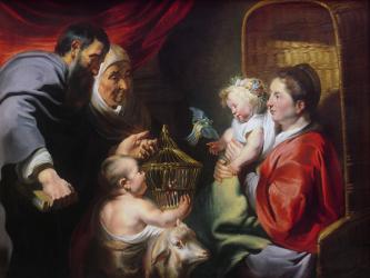 The Virgin and Child with SS Zacharias, Elizabeth and John the Baptist, c.1620 (oil on canvas) | Obraz na stenu