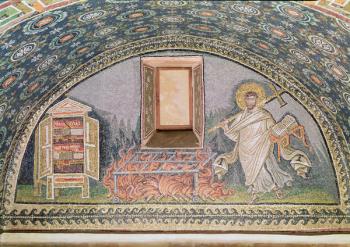Probably Saint Lawrence, martyred on an iron grill (mosaic) (detail of 182913) | Obraz na stenu
