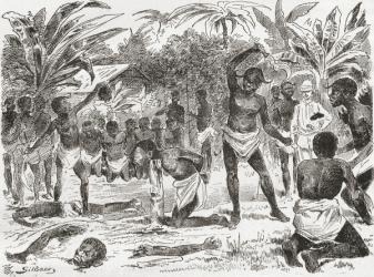 Human sacrifice in the Congo during the 19th century, from 'Africa Pintoresca', published 1888 (engraving) | Obraz na stenu