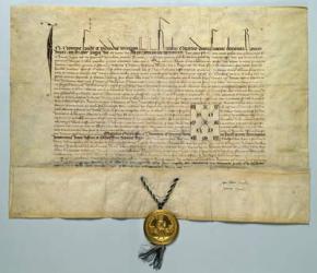 Bull of Charles IV (1316-78) Holy Roman Emperor, 29th January 1365 (ink on parchment with gold seal) | Obraz na stenu