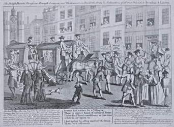 The British Patriots Procession through London and Westminster (engraving) (b/w photo) | Obraz na stenu