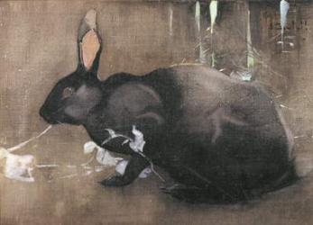 A Black Rabbit (bodycolour on linen) | Obraz na stenu