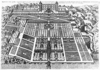 View of the Villa d'Este and Gardens, 1575 (engraving) | Obraz na stenu