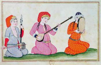 Musicians, from 'Costumes de la Cour et de la Ville de Constantinople', 1720 (gouache on paper) | Obraz na stenu