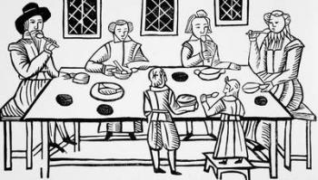 Dining at Home, from the Roxburghe ballads (woodcut) (b/w photo) | Obraz na stenu