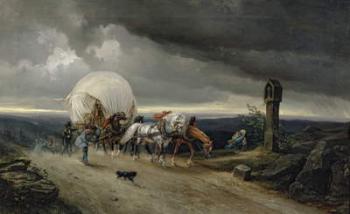 Horses Drawing Carts up a Hill, 1856 (oil on canvas) | Obraz na stenu