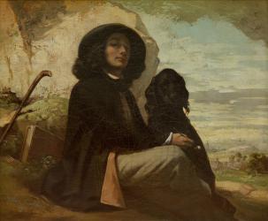 Courbet with his Black Dog, 1842 (oil on canvas) | Obraz na stenu