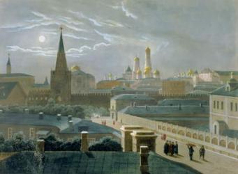 View of the Moscow Kremlin, 1840's (colour litho) | Obraz na stenu