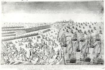 Surrender at Yorktown, 1781 (engraving) (b/w photo) | Obraz na stenu