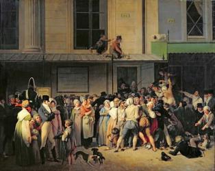 The Entrance to the Theatre de l'Ambigu-Comique before a Free Performance, 1819 (oil on canvas) | Obraz na stenu