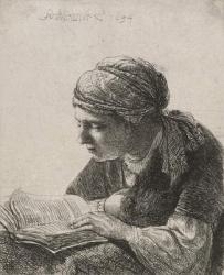 Woman Reading, 1634 (etching) | Obraz na stenu
