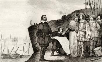 Louis XIII (1602-43) at the siege of La Rochelle in October 1628, from 'Histoire de France' by Colart, published c.1840 (engraving) | Obraz na stenu