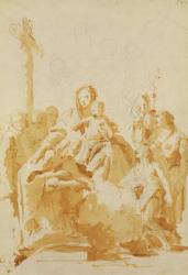 Virgin and Child Adored by Bishops, Monks and Women, 1735-40 (pen & brown ink with brown wash over black chalk on laid paper) | Obraz na stenu