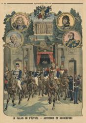 The Elysee Palace, formerly and today, back cover illustration from 'Le Petit Journal', 26th January 1913 (colour litho) | Obraz na stenu