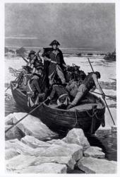 George Washington crossing the Delaware River, 25th December 1776, c.1912-13 (litho) (b/w photo) | Obraz na stenu