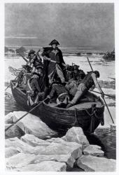 George Washington crossing the Delaware River, 25th December 1776, c.1912-13 (litho) (b/w photo) | Obraz na stenu