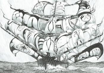 Storm Creators East Siberian Sea, 2017, (Ink on Paper) | Obraz na stenu
