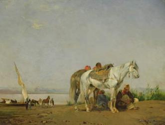 On the bank of the Nile, 1871 (oil on panel) | Obraz na stenu