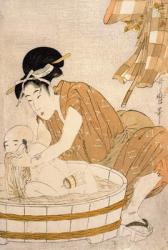 The Bath, Edo period (1603-1868) (coloured woodblock print) | Obraz na stenu