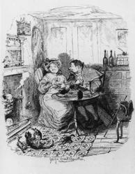 Mr Bumble and Mrs Corney taking tea, from 'The Adventures of Oliver Twist' by Charles Dickens (1812-70) 1838 (engraving) | Obraz na stenu