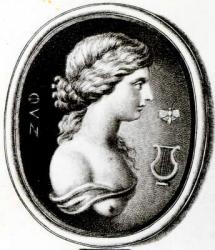 Portrait of Sappho (engraving) (b/w photo) | Obraz na stenu