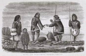 Tuski and Mahlemuts Trading for Oil, from 'Alaska and its Resources', by William H. Dall, engraved by John Andrew, pub. 1870 (engraving) | Obraz na stenu