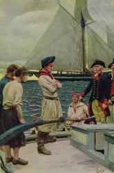 An American Privateer Taking a British Prize, illustration from 'Pennsylvania's Defiance of the United States' by Hampton L. Carson, pub. in Harper's Magazine, 1908 (colour litho) | Obraz na stenu