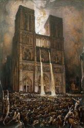 The Populace Besieging Notre-Dame (pen & ink and gouache on paper) | Obraz na stenu