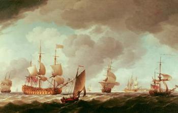 An English Vice-Admiral of the Red and his Squadron at Sea, c.1750-59 (oil on canvas) | Obraz na stenu