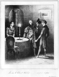 Colonel Chabert, illustration from 'Le Colonel Chabert' by Honore de Balzac (1799-1850) 1832 (litho) (b/w photo) | Obraz na stenu