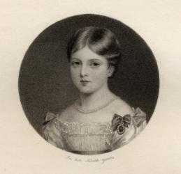 Princess Alexandrina Victoria of Saxe-Coburg, engraved by Thomas Woolnoth (1785-1857), from 'National Portrait Gallery, volume IV', published c.1835 (litho) | Obraz na stenu