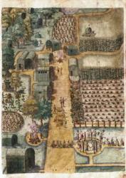 The Indian village of Secoton, c.1570-80 (w/c on paper) (see 1692) | Obraz na stenu