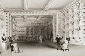 The Oak Room, Malahide Castle, County Dublin, Ireland, from 'Scenery and Antiquities of Ireland' by George Virtue, 1860s (engraving) | Obraz na stenu