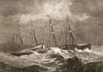 The 'Celtic' Crossing the Atlantic in Winter, c.1870, from 'American Pictures' published by the Religious Tract Society, 1876 (engraving) | Obraz na stenu