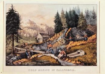Gold Mining in California, published by Currier & Ives, 1871 (colour litho) (see also 148180 & 32910) | Obraz na stenu