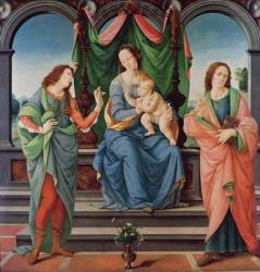 The Virgin and Child between Saint John and Saint Sebastian (oil on panel) | Obraz na stenu